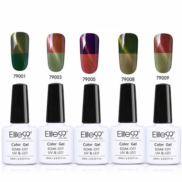 

elite99 10ml5pieces/set 3d thermal color change cat's eye gel polish soak off uv gel nail magnetic cat eye lacquer varnish, Red;pink