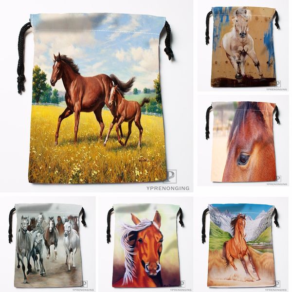 

custom horse colt painting meadow drawstring bags travel storage mini pouch swim hiking toy bag size 18x22cm#0412-04-220