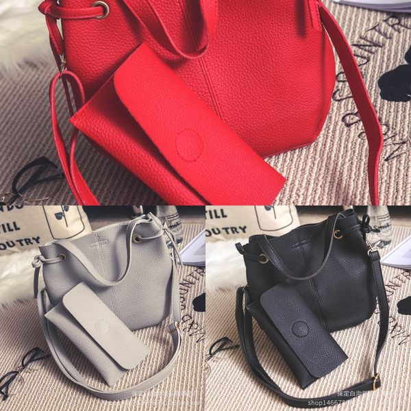 

women shoulder wallet 2019 casual women's bag two-piece set women's shoulder bag wallet, White