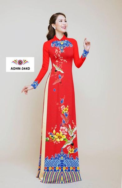 

tailored aodai vietnam clothing 2 pcs cheongsam aodai vietnam dress vietnamese traditionally dress long sleeves cheongsam, Red