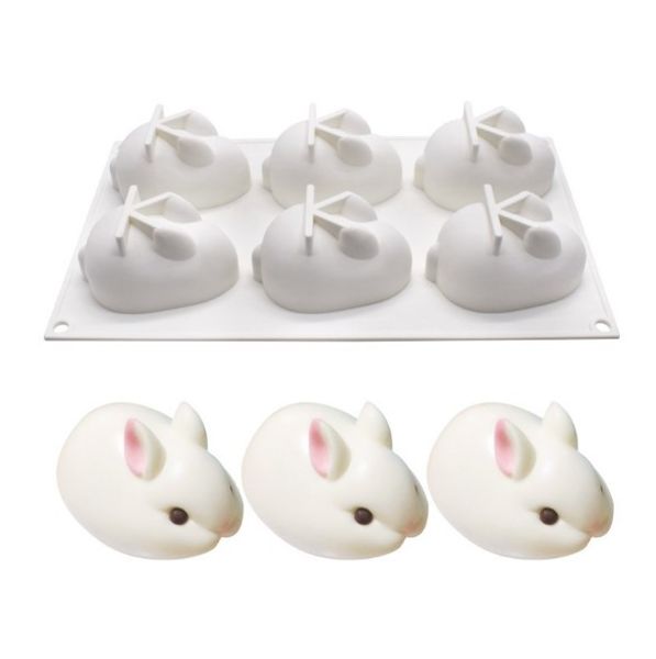 

6 rabbit silicone mould birthday cake decoration tool, style rabbit mousse clay cake mould dhl ing