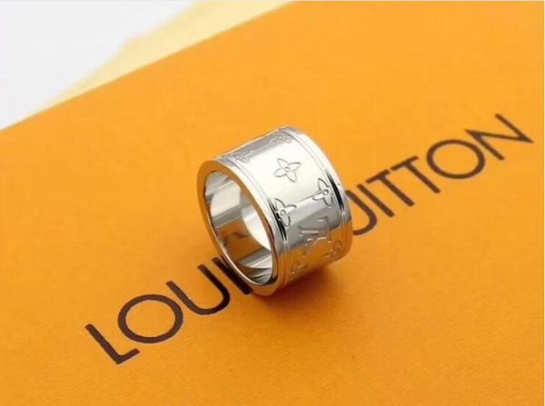 

De igner wedding ring for lover de igner brand 3 color ring old flower letter tyle engagement ring for women men with bag