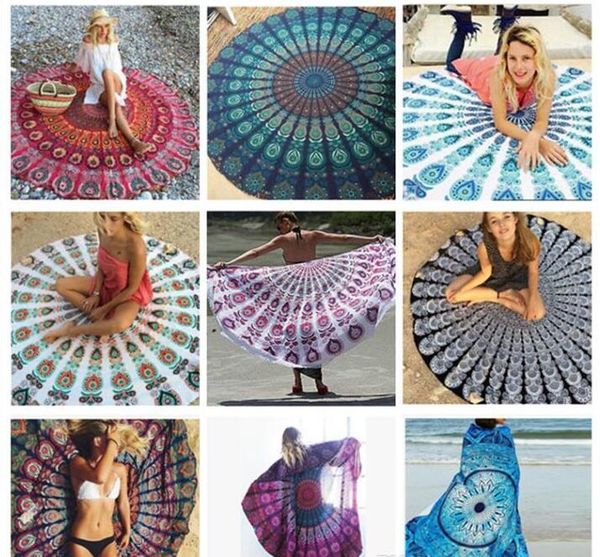 

круглый мандала пляжные полотенца печатных гобелен хиппи boho скатерть чешский пляж полотенце салфетка обложки пляж шаль обернуть йога коври