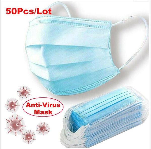 

face mask wholesale ;discount 50pcs 3-layer disposable anti-dust masks masks thick dust protection your health proof spray filtration