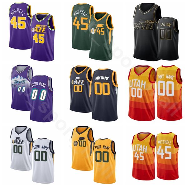 

screen print basketball mike conley jersey rudy gobert donovan mitchell bojan bogdanovic joe ingles purple city finished earned edition, Black;red