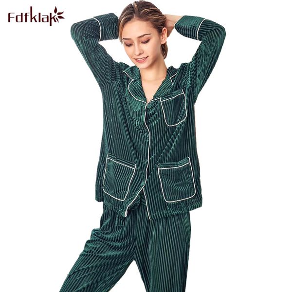 

fdfklak high-grade warm winter sleepwear pyjamas set women pajamas two piece home suit casual homewear clothes pijama mujer, Blue;gray