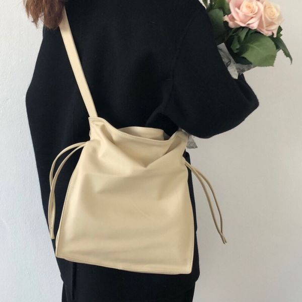 

простой сплошной цвет женская сумка шнурок ведро мешок свободного покроя посланник