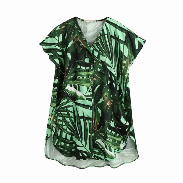 

loose women shirt blouse summer 2020 new fashion tropical prints wide blouse oversized lady long shirts, White