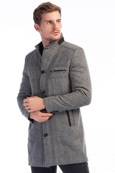 

dewberry male pattern gray overcoat-1020001p8356, Black;brown