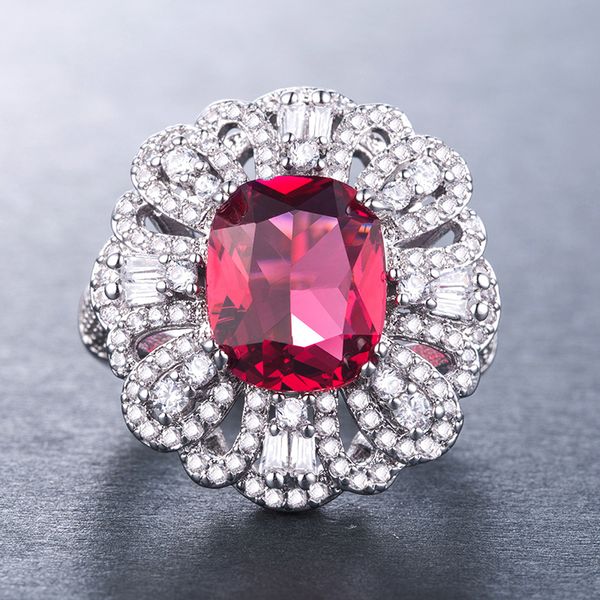 

2020 engagement crystal ring for women statement rings fashion jewelry with full shiny cubiz zircon female ring, Silver