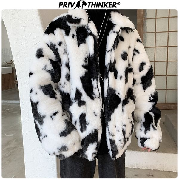

privathinker 2019 winter men cow thicken faux fur parka jacket male fashion loose warm coat male streetwear winderbreak oversize y191116, Black