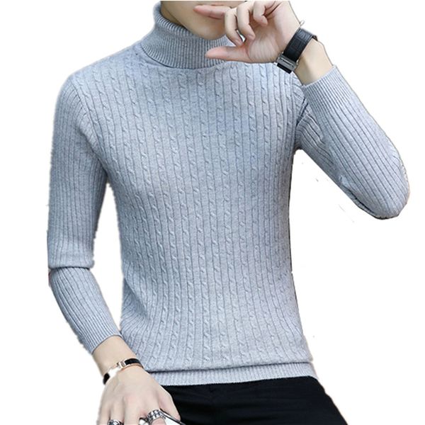 

men's sweaters 2021 men warm turtleneck korean version repair round collar clothing winter thick knitted sweater double slim pullover, White;black