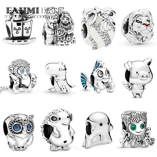 

fahmi 100% 925 sterling silver animal limited edition christmas ornament the little mermaid flounder charm lady gift beads, Black