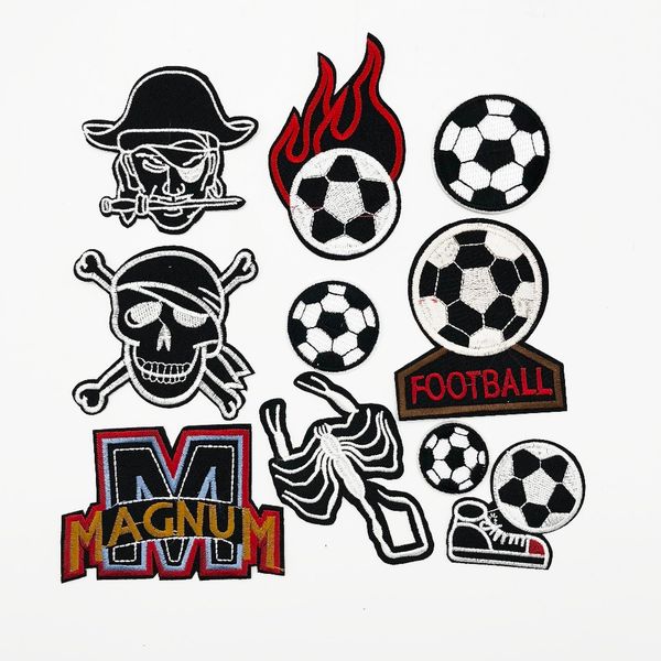 

1set/100piece pirate football skull embroidery patches apparel applique lace venice motif iron on, Black