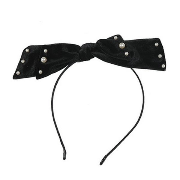 

bow tie hair ring headbands pearl velvet kitty hair band headband hair style 2019 headdress kgvpg, Black;brown