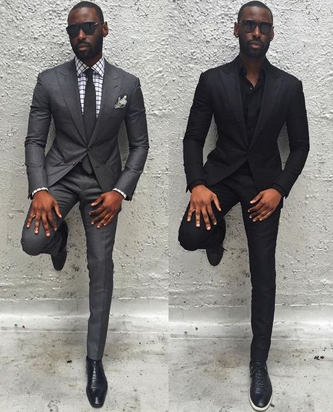 

slim fit mens business suit jacket + pants 2 piece handsome men's suits spring 2019 wedding suits groom ebelz custom, Black;gray