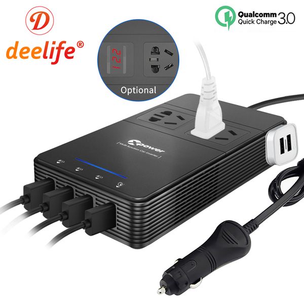 

deelife 12 v 220 v car power inverter 12v 220v dc to ac voltage converter with usb qc3.0 quick charger auto 230 volt invertor