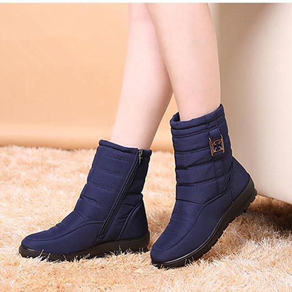

snow boots women 2019 fashion solid casual shoes woman winter ankle boots women shoes warm round toe zipper shoes women boots mx190805, Black