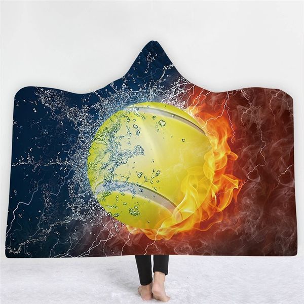 

ball pattern hooded blanket 3d print warm fleece blankets and throws winter soft wearable blankets for living room bed