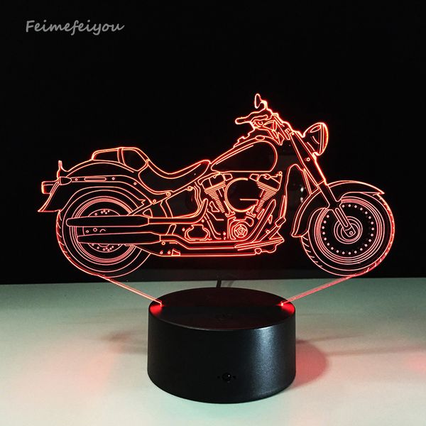 

1piece 3d design motorcycle shape night light home decoration color-changing atmosphere lamp with usb charger