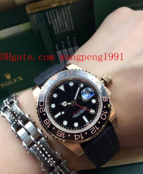 

8 styles watch 40mm 126710 126710 blnr 126715chnr 126711chnr gmt 24hours rubber strap automatic mens watch watches, Slivery;brown