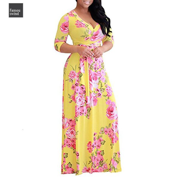 

платья плюс размер s 5xl элегантных женщин печатного макси платья мода sexy boho платье затягивайте талии длинного robe vestidos a2400, Black;gray