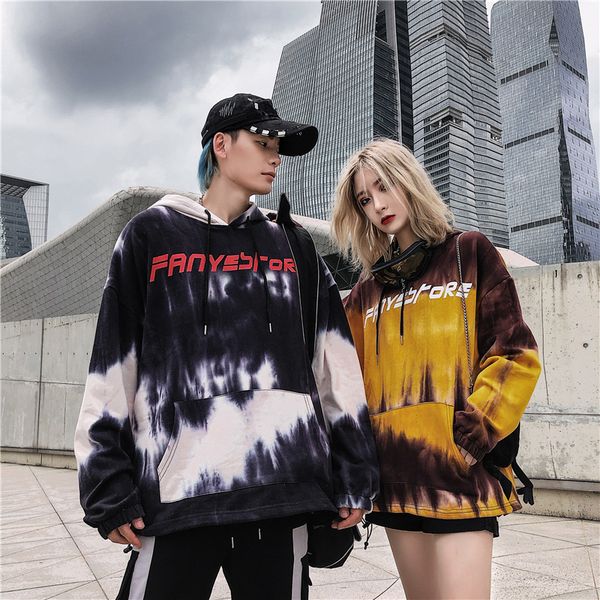 

autumn 2019 new men contrast color letter hooded casual hoodie, Black