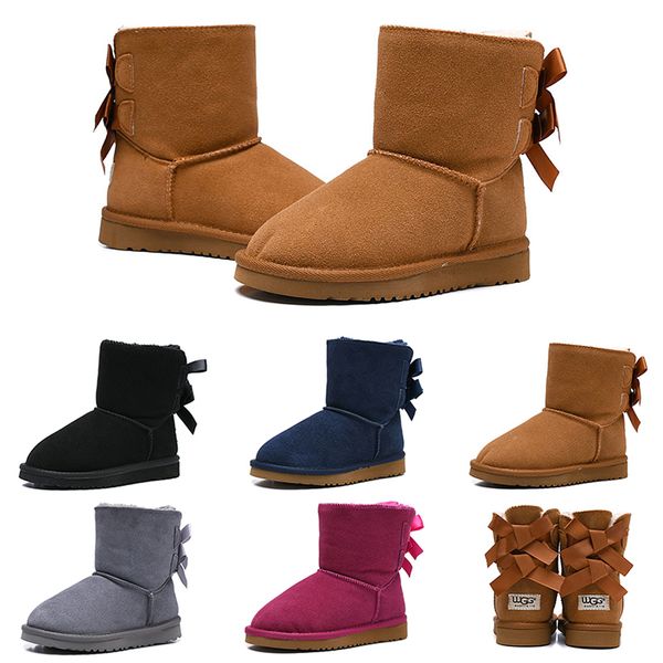 

kid boots дешевые дизайнер снегоступы для детей девочка мальчик австралийский дети сапоги лодыжки бейли бантом мода зимние пинетки меховой б