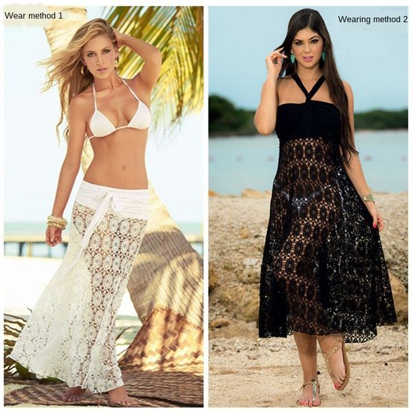 

gxzyq hollow crochet dual-purpose (excluding ) hollow crochet dual-purpose beach skirt (excluding beach skirt bikini bikini bikini, White;black