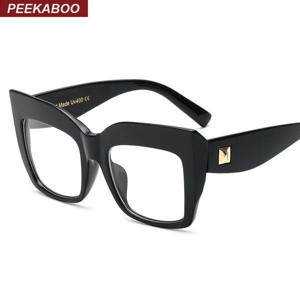 

new 2016 brand large black square frame glasses designer fashion cat eye glasses frames for women female uv oculos, Silver