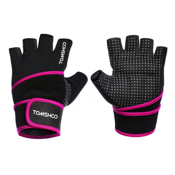

tomshoo weight lifting gloves fitness gloves with wrist wrap anti-slip men women bodybuilding sports exercise gym