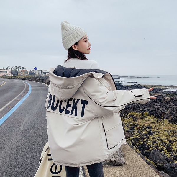 

project dress cotton-padded jacket 2019 easy cotton-padded clothes loose coat winter cotton oversize woman tide bread serve, Black