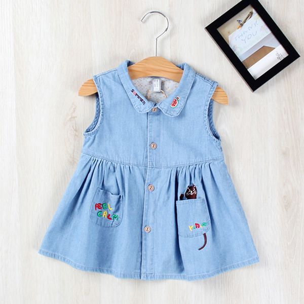 

ishowtienda toddler kids baby girls clothes embroidery denim party pageant princess dress spring summer style clothing retail@2, Red;yellow
