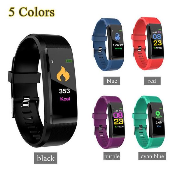 

Id115 plu mart band bracelet color lcd creen fitne tracker pedometer heart rate blood pre ure monitor band wri tband dhl free