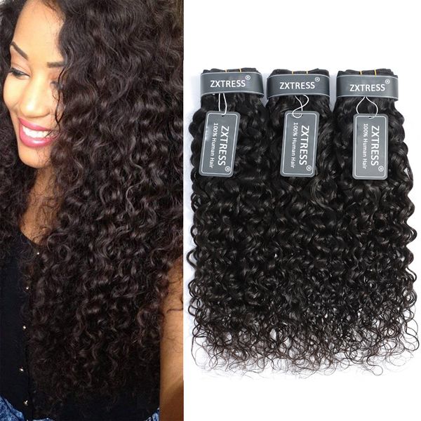 

8а волна воды 2 связки бразильский фигурные девы волос плетение 8-30 дюймов необработанные богородица человеческих волос natural color, Black