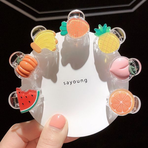 

boutique kids children hair accessories cute fruit jaw hair clips for girls cute acrylic plastic claw clip crab clip 2-6pcs