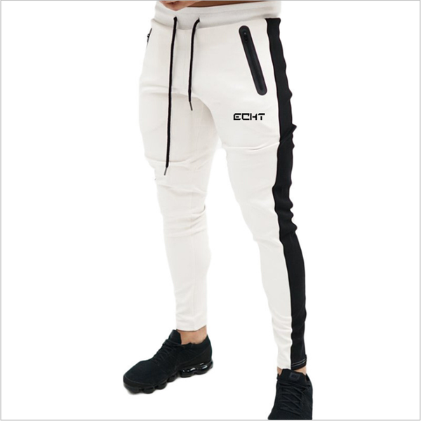 

joggers sweatpants men patchwork casual pants gyms fitness workout sportswear trousers autumn male crossfit track pants, Black