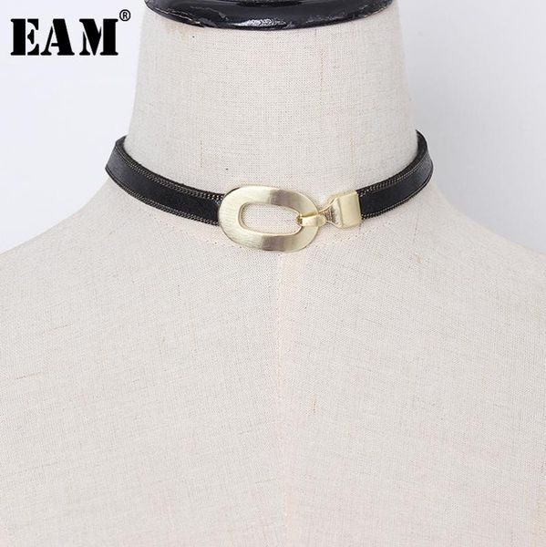 

eam] 2020 new spring summer pu leather metal leopard split joint cool short necklace women fashion tide all-match jt794, Silver