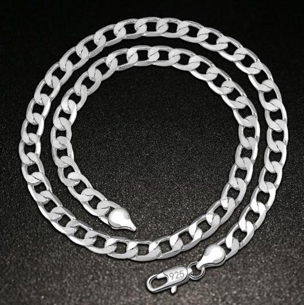 

8mm necklace silver-plated jewelry fashion silver-plated one-sideds necklace wl991