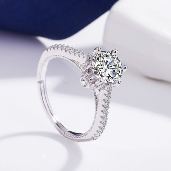 

gold armor-luxury women's zircon ring rhinestone hand jewelry wedding ring fashion adjustable size ornament 2019 new decorations, Silver