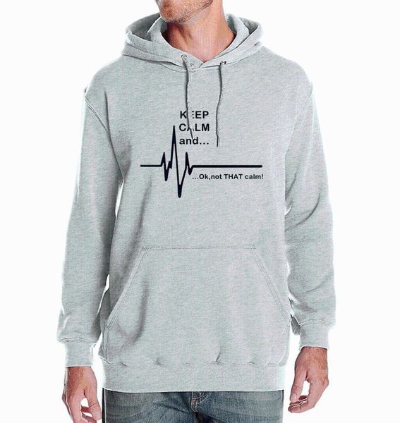 

funny sweatshirt print letter keep calm and...not that calm funny ekg heart rate hoody for men 2017 fleece hoodies tracksuit, Black