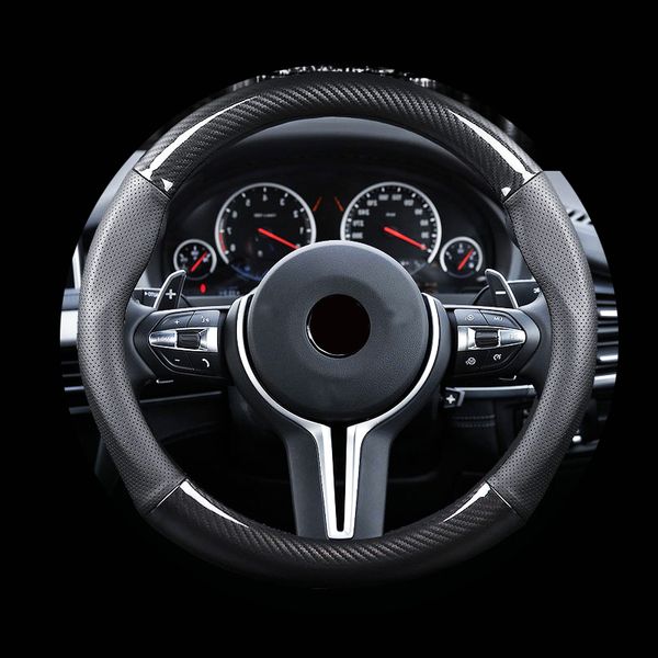 

carbon fiber car steering wheel cover for micro fiber leather auto steering wheel dia 38cm for