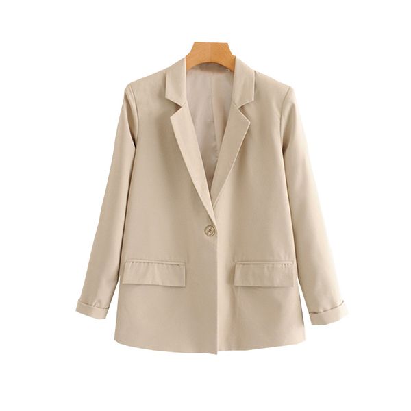 

women solid elegant blazer long sleeve pocket decoration single button office lady work business jacket coat outerwear, White;black