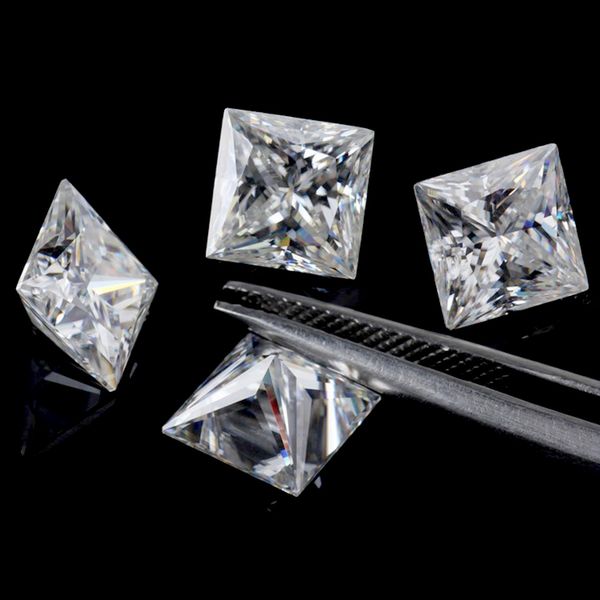 

high grade very excellent brilliant cut square 2*2-4*4mm great fire e-f color moissanite gemstone synthetic loose diamond for jewelry making, Black