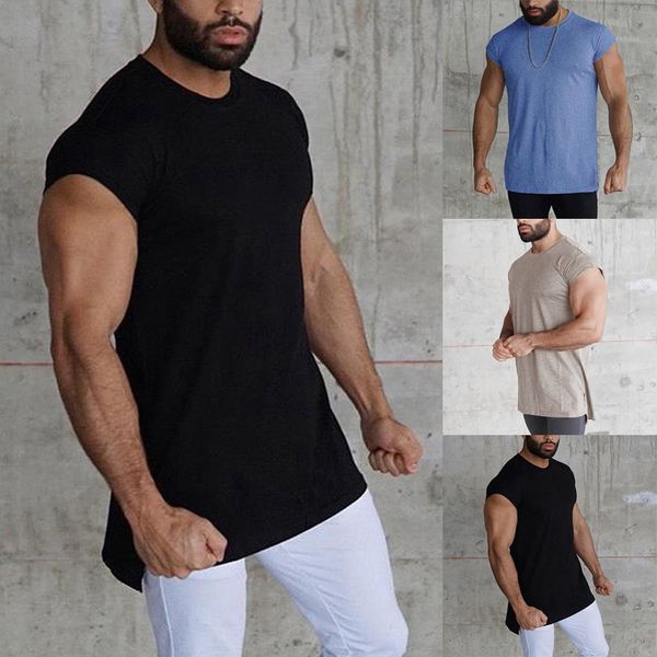 

mens blouse men' summer new style pure color fitness vest fashion fitness run blouse top, White;black