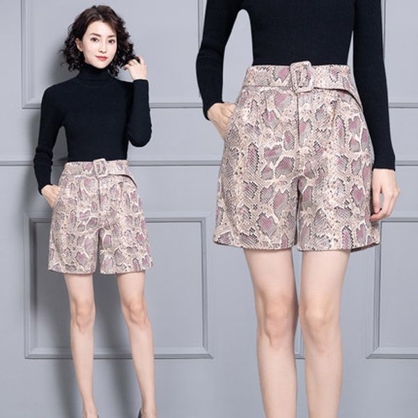 

2020 женщины new real подлинная овцы кожа шорты ks54, White;black