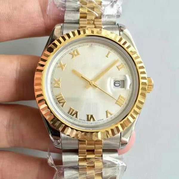 

4 colors automatic golden case mechanical watches men silver bezel 41mm stainless steel sapphire glass solid clasp men silver watch, Slivery;brown