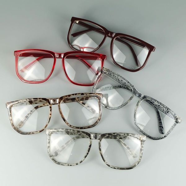 Nerd geek óculos quadro grande quadrado óculos com lentes claras óculos ópticos design simples 5 cores por atacado decorativo
