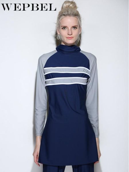 

wepbel women 2pcs swimsuits summer full sleeve swimming clothing set women's muslim swimsuit beach swimwear, White;black