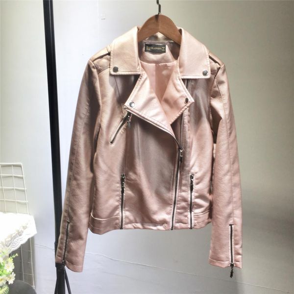 

pu leather jacket women's korean spring autumn new leather jackets lady slim short locomotive coat, Black